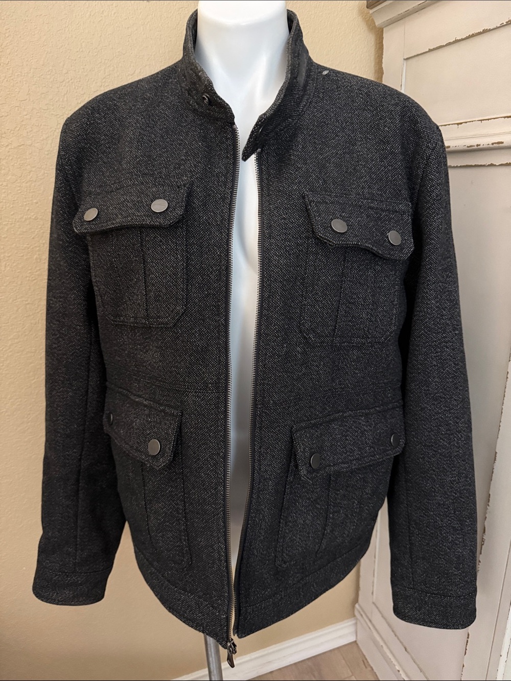 INC International Concepts Dark Gray Military-Style Field Jacket